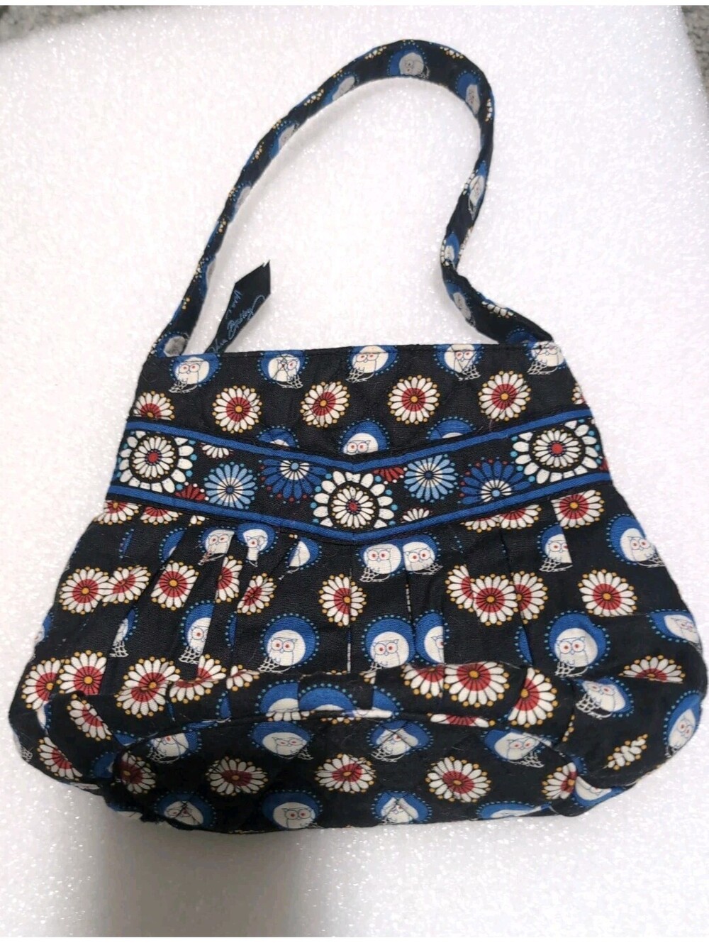 Vera Bradley Hannah Night Owl Pattern Small Pleated Purse Handbag 9x8
